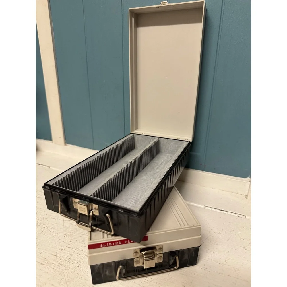 Vintage Agfa Slide Storage Cases Set of 2 Grey Black Plastic 35mm Photo Box